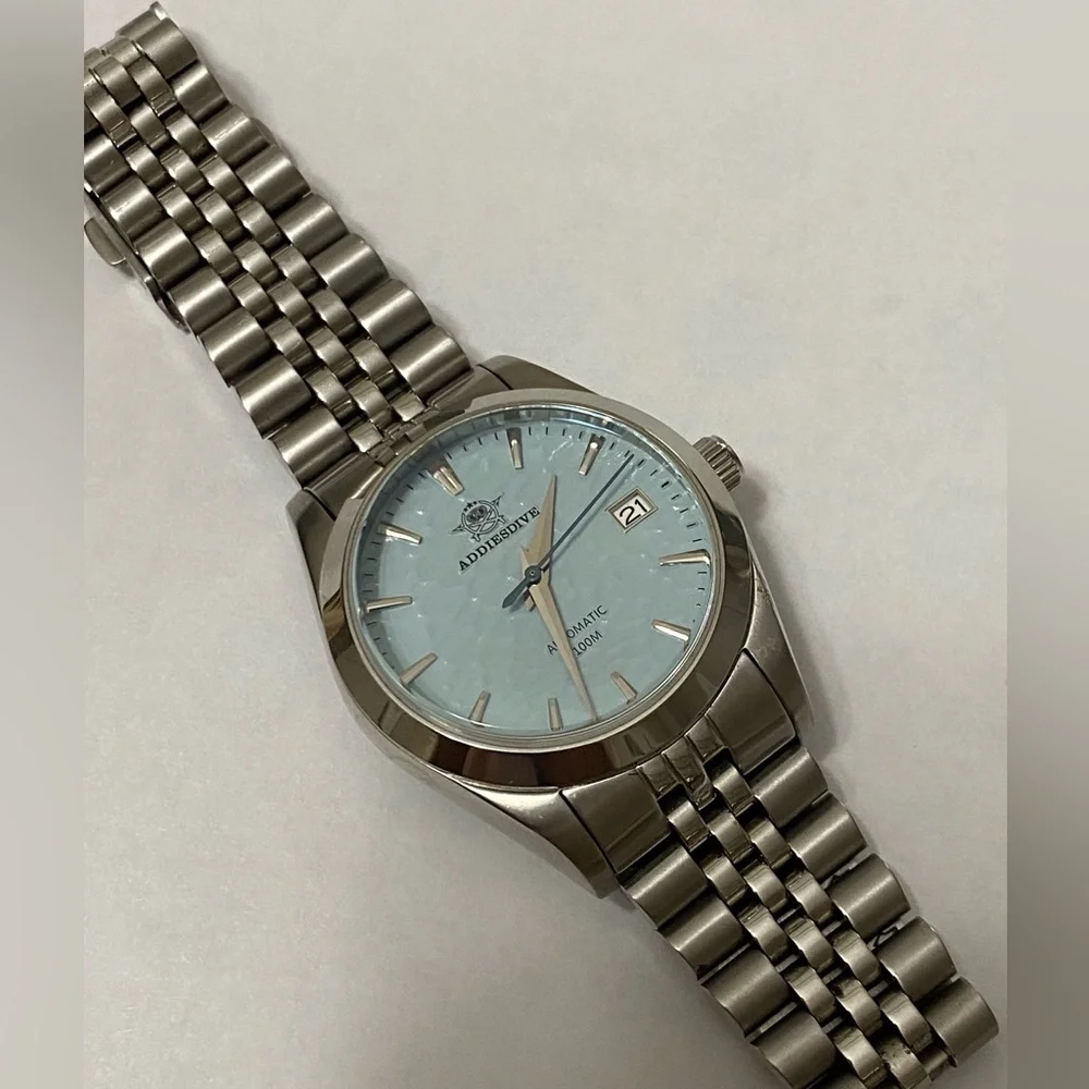 ADDIESDIVE AD2118 Men's Watch Automatic Mechanical Seiko NH35 Baby Blue Dial
